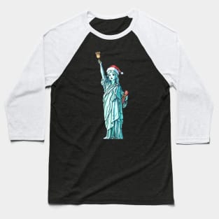 Santa Lady Liberty Baseball T-Shirt